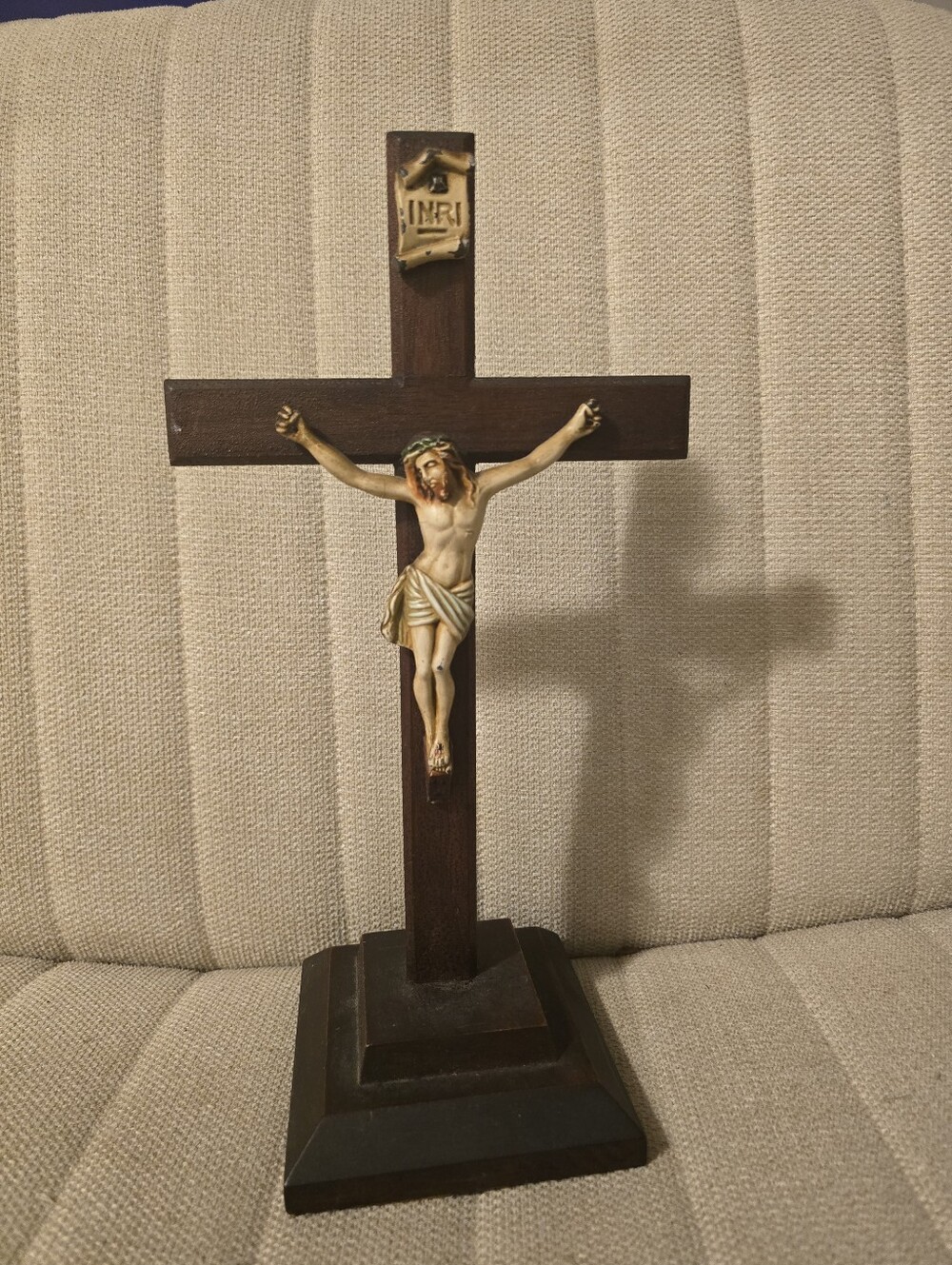 Vintage Crucifix Cross Santa Terasita Peru, Jesus Nailed On The Cross Statue 10"